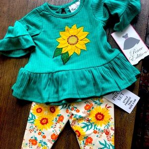 Rare Editions 2 piece set, fall sunflower, amazingly soft, 3-6 months